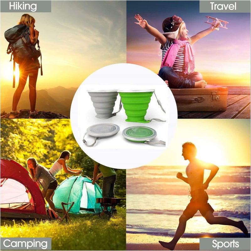 IYYI Collapsible Cups for Traveling, Silicone Collapsible Cups, Camping Mugs, Foldable Cup, Folding Cup for Camping, Hiking, Outdoors, Travel (Gray-Green) - Image 4
